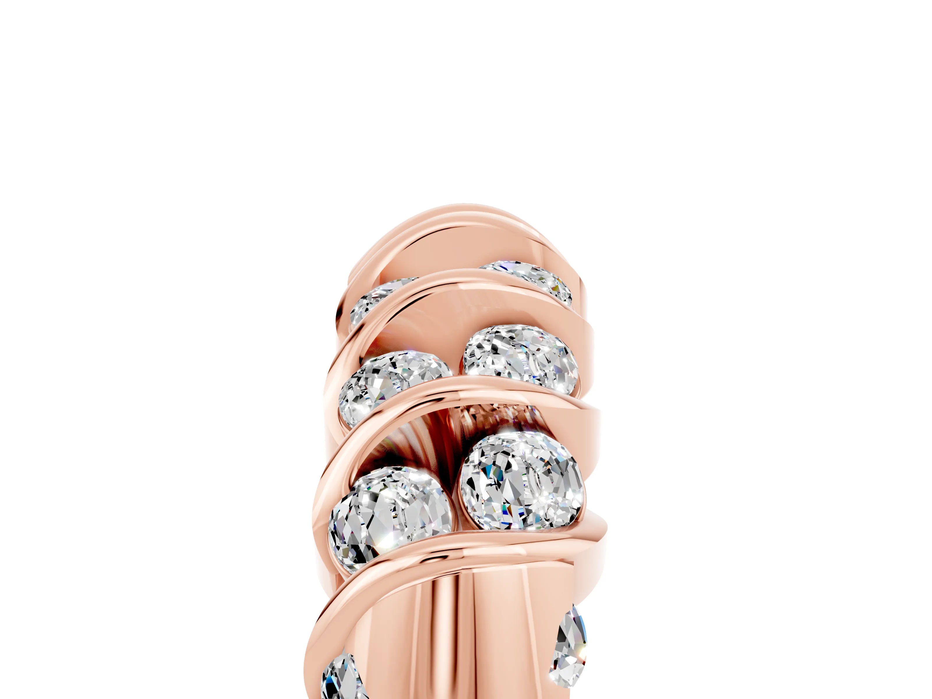 Rose gold Channel Set Round Moissanite Multi-Row Band_11
