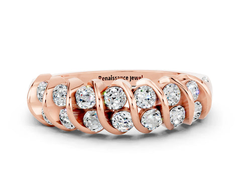 Rose gold Channel Set Round Moissanite Multi-Row Band_6