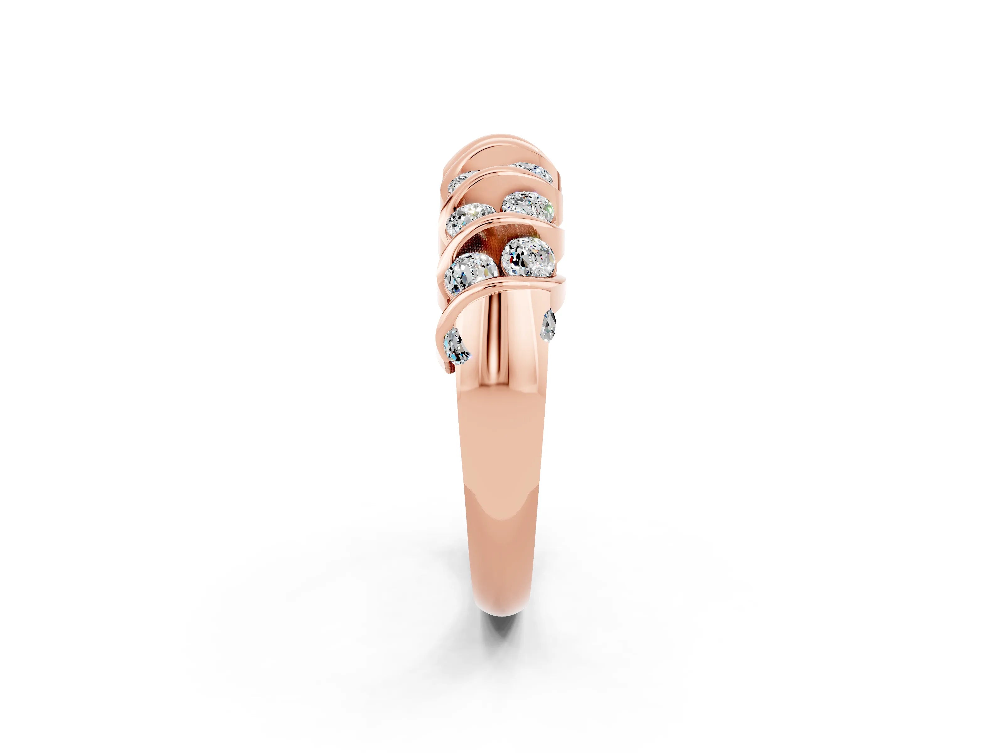 Rose gold Channel Set Round Moissanite Multi-Row Band_8