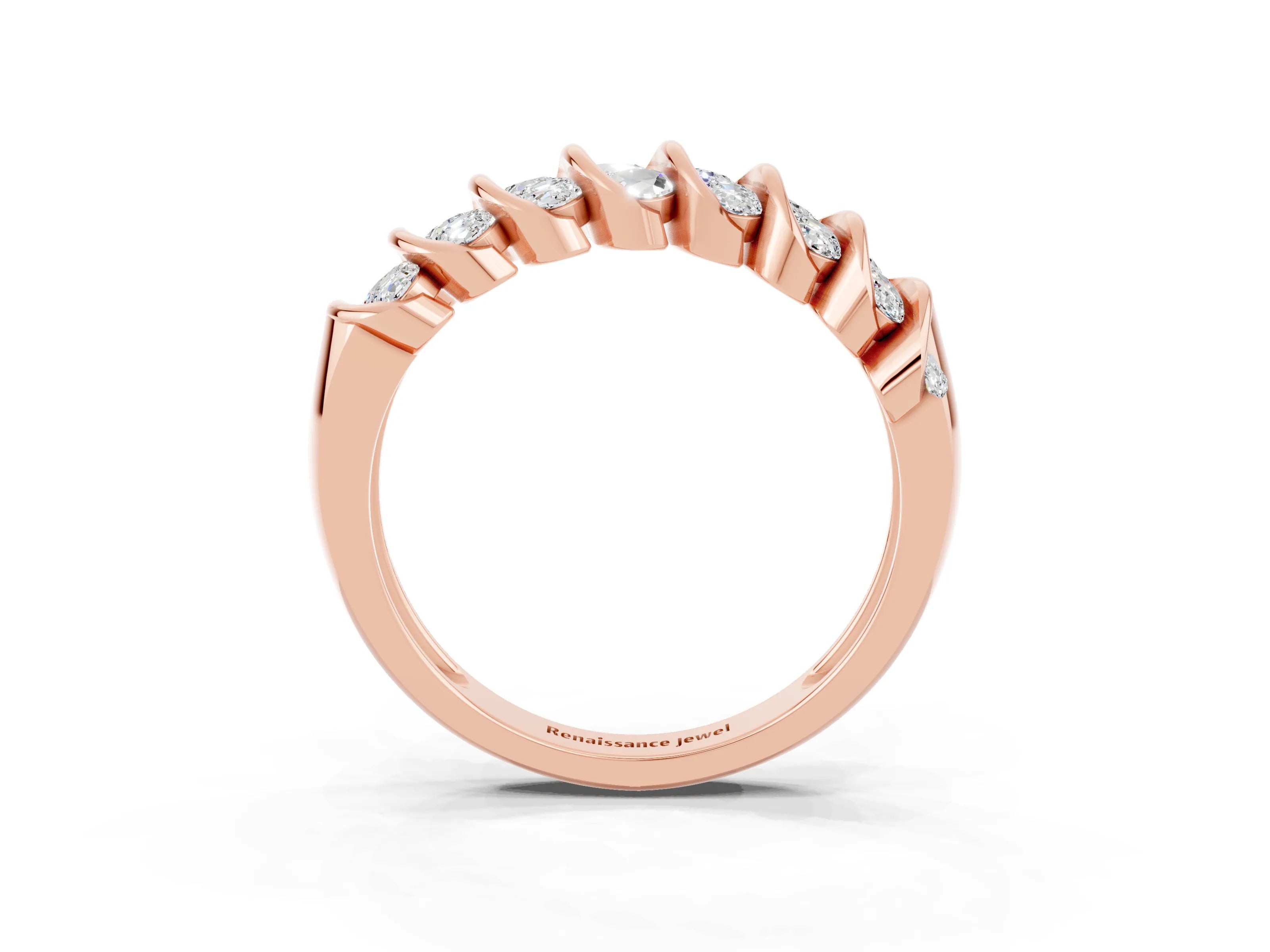 Rose gold Channel Set Round Moissanite Multi-Row Band_9
