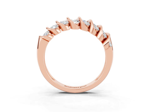 Rose gold Channel Set Round Moissanite Multi-Row Band_9