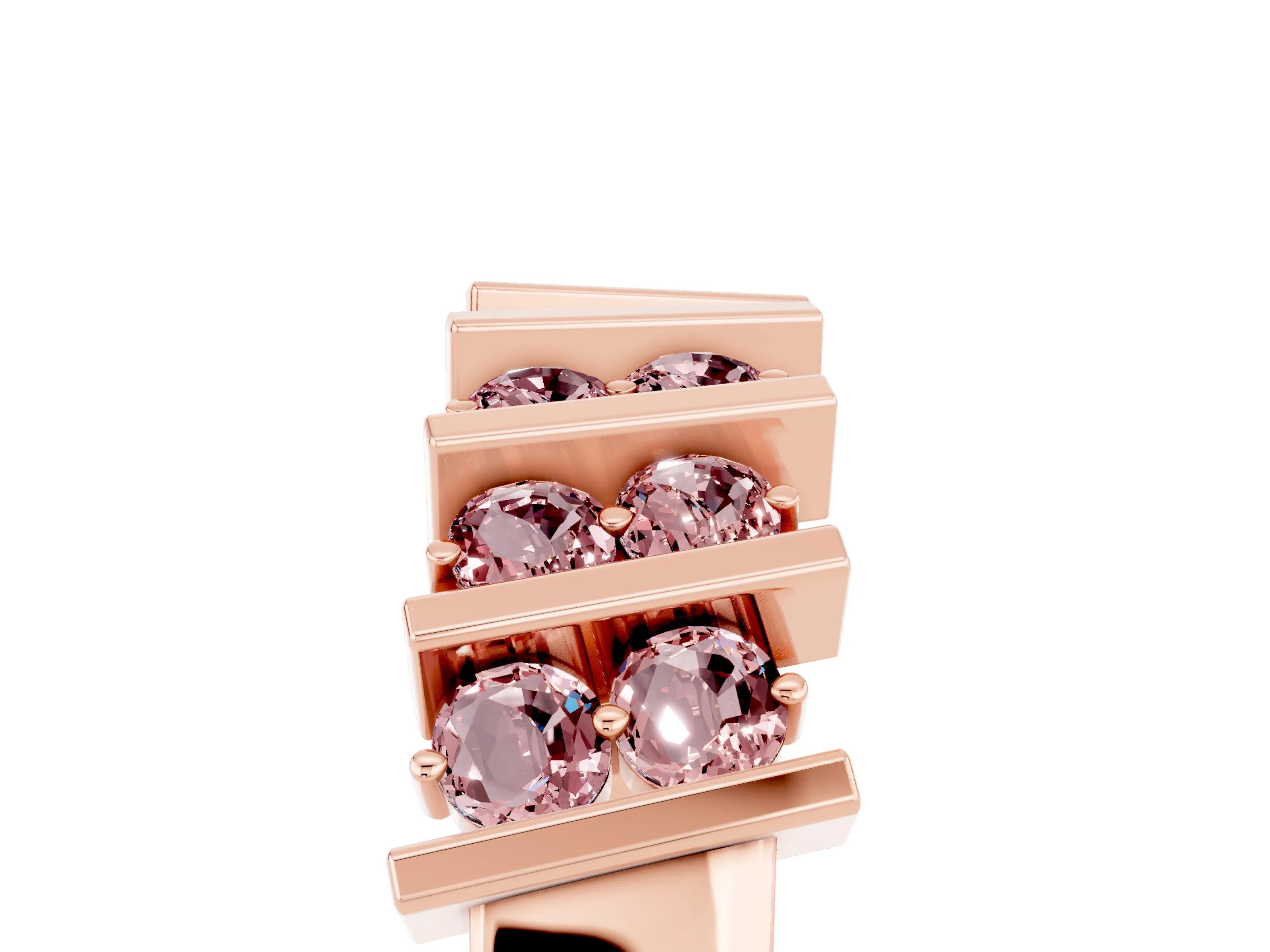 Rose gold Channel Set Round Morganite Anniversary Band with Vertical Prongs_11
