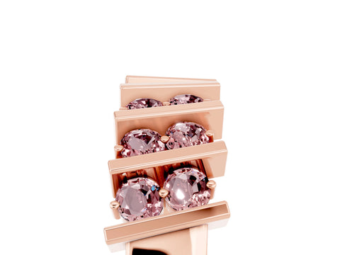 Rose gold Channel Set Round Morganite Anniversary Band with Vertical Prongs_11