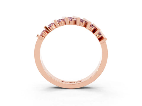 Rose gold Channel Set Round Morganite Anniversary Band with Vertical Prongs_9