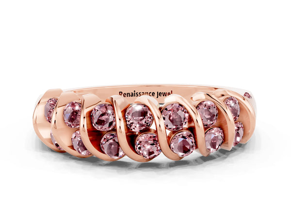 Rose gold Channel Set Round Morganite Multi-Row Band