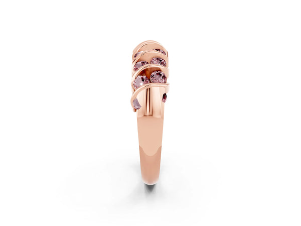 Rose gold Channel Set Round Morganite Multi-Row Band