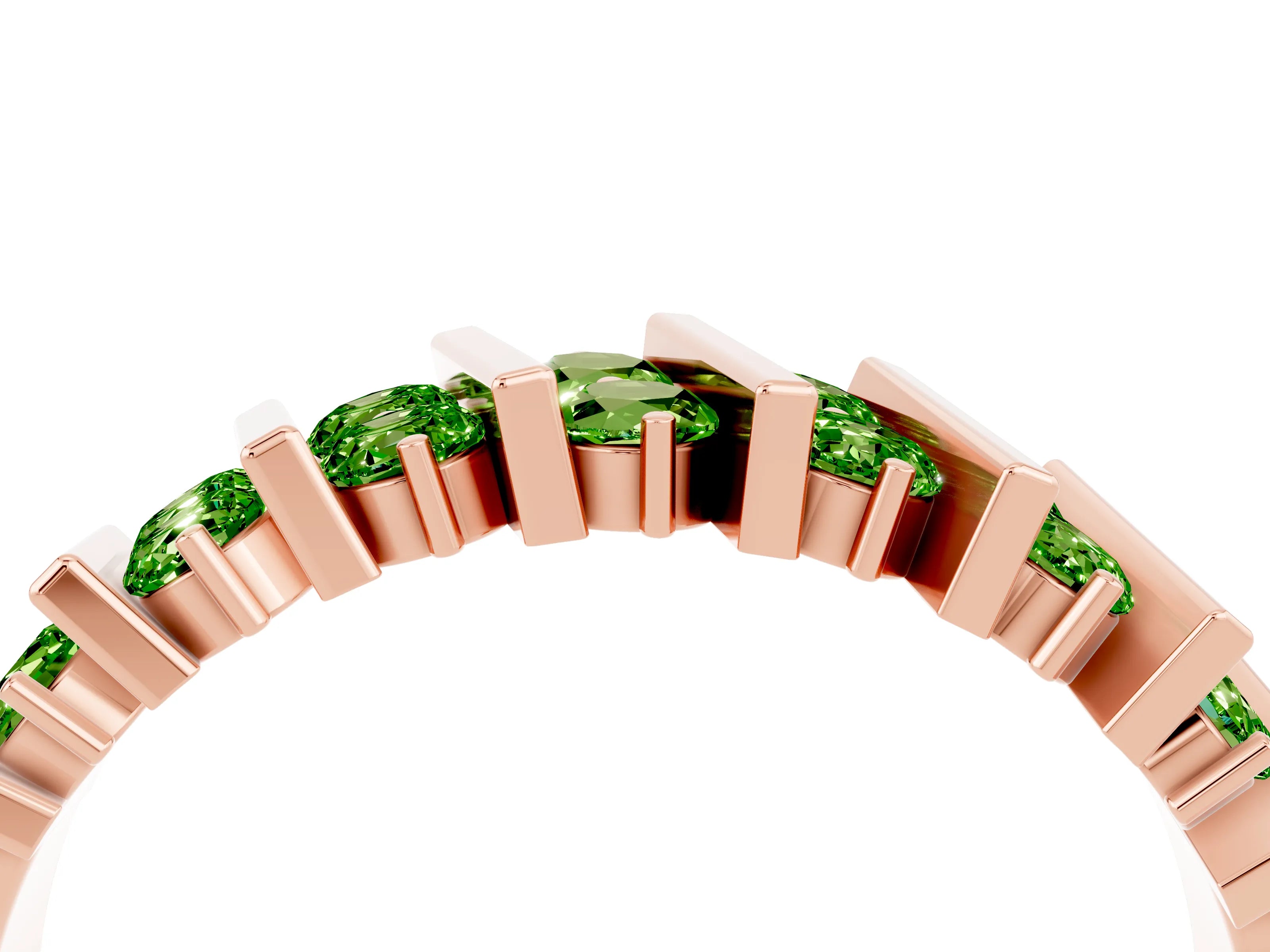 Rose gold Channel Set Round Peridot Anniversary Band with Vertical Prongs_10