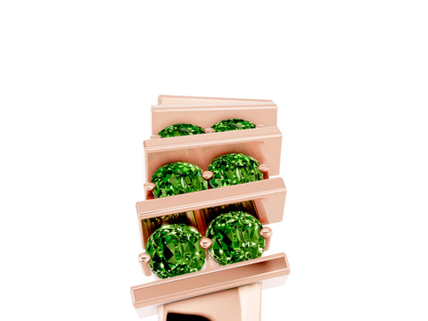 Rose gold Channel Set Round Peridot Anniversary Band with Vertical Prongs_11