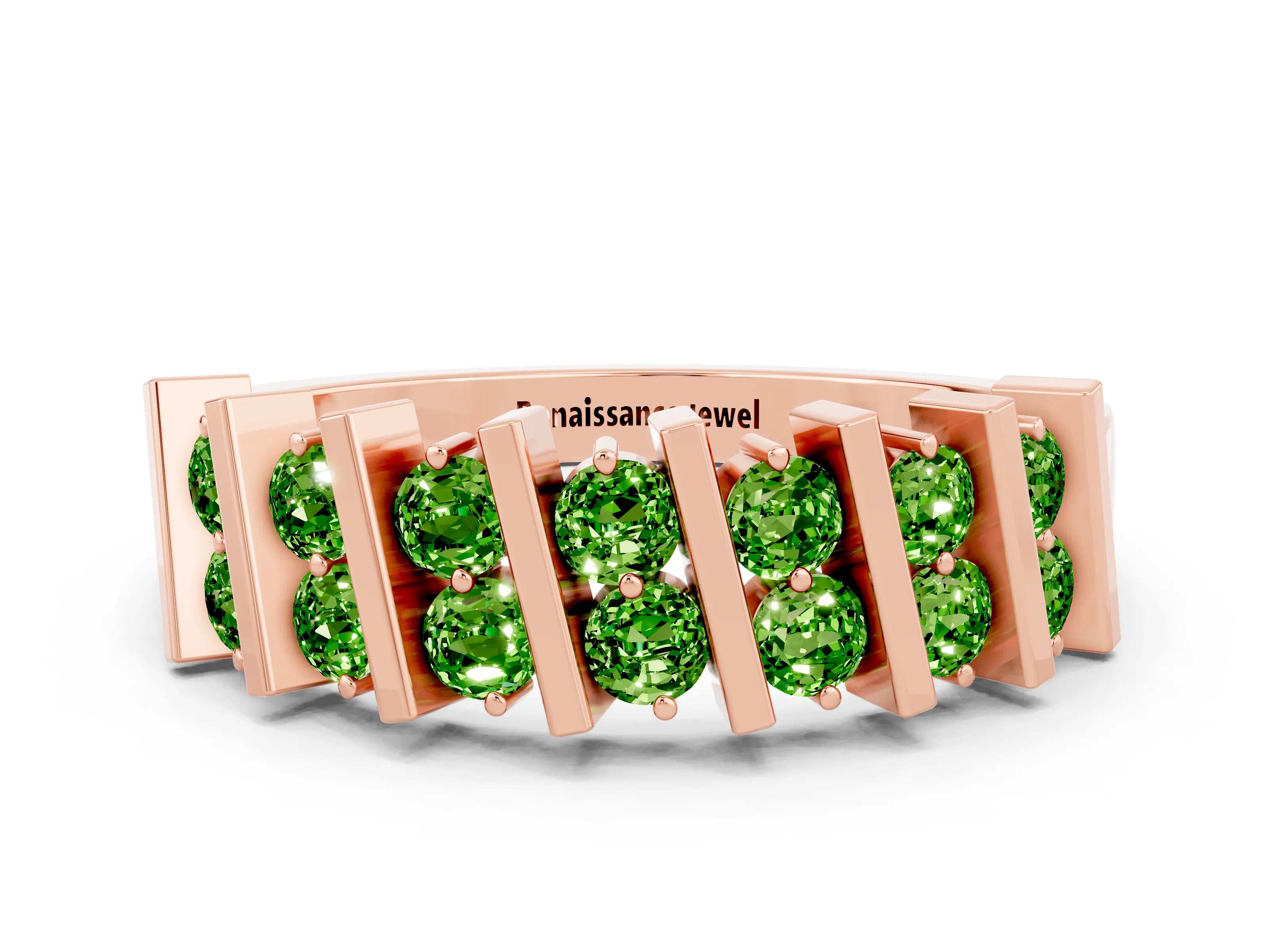 Rose gold Channel Set Round Peridot Anniversary Band with Vertical Prongs_6