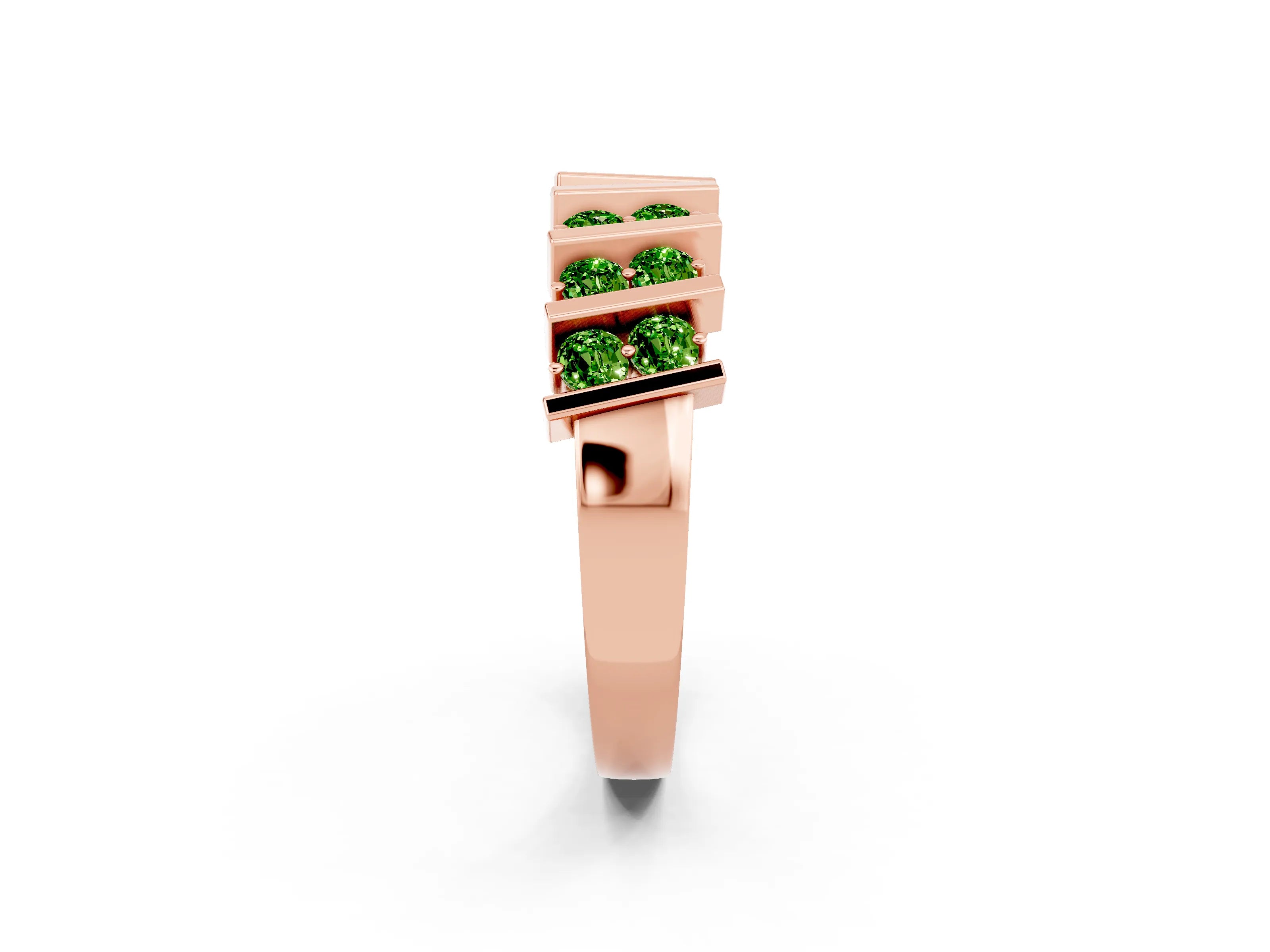 Rose gold Channel Set Round Peridot Anniversary Band with Vertical Prongs_8