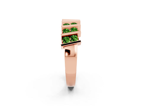 Rose gold Channel Set Round Peridot Anniversary Band with Vertical Prongs_8