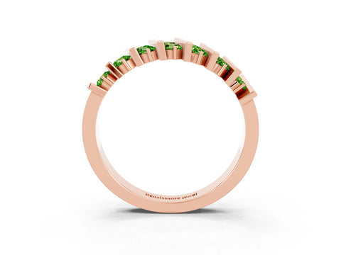 Rose gold Channel Set Round Peridot Anniversary Band with Vertical Prongs_9