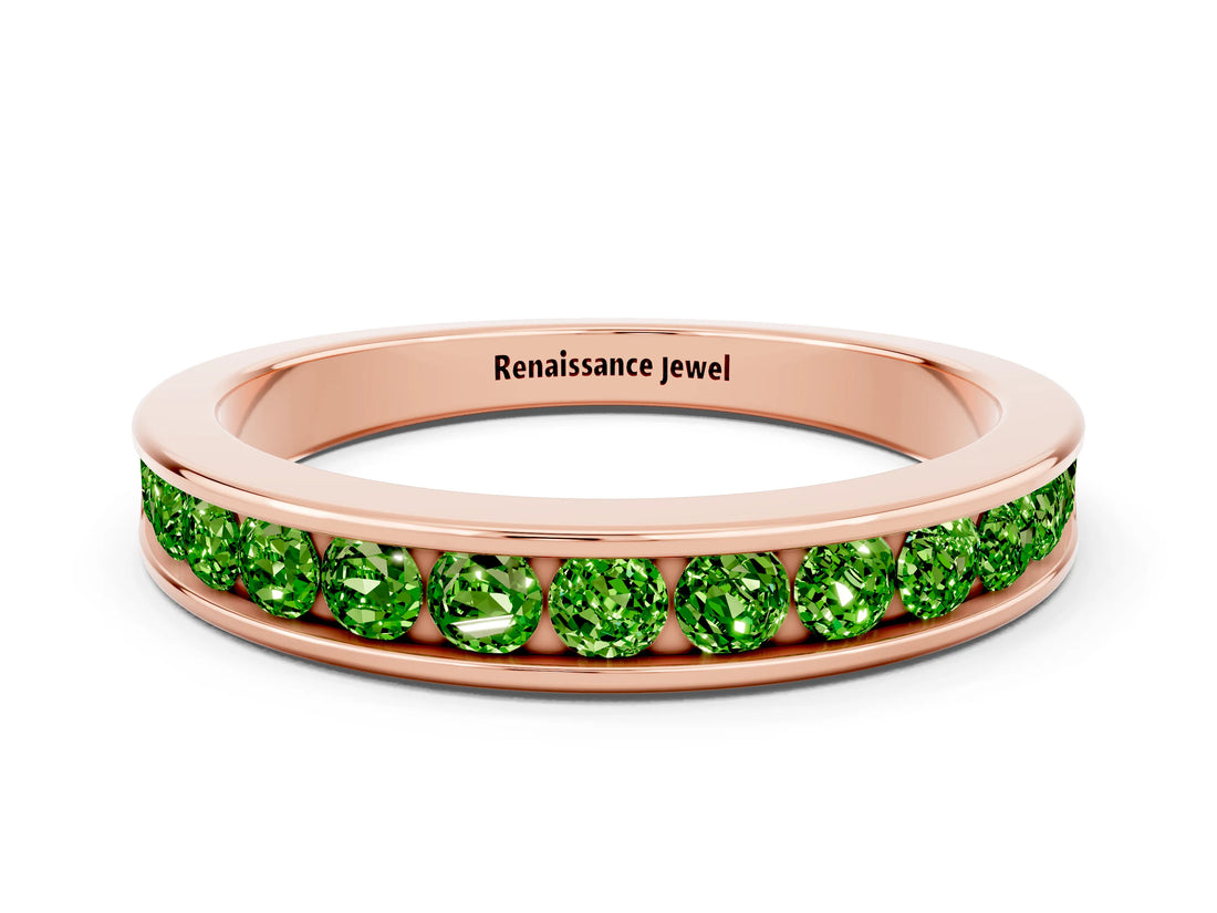 Rose gold Channel Set Round Peridot Eternity Band_6