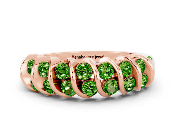 Rose gold Channel Set Round Peridot Multi-Row Band