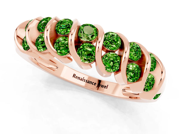 Rose gold Channel Set Round Peridot Multi-Row Band