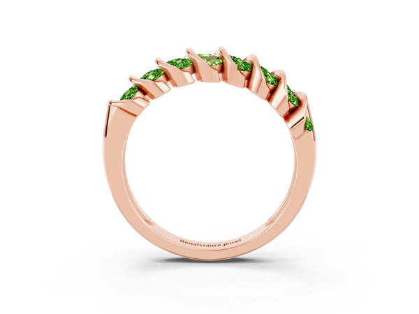 Rose gold Channel Set Round Peridot Multi-Row Band