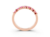 Rose gold Channel Set Round Pink Sapphire Anniversary Band with Vertical Prongs_9