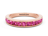 Rose gold Channel Set Round Pink Sapphire Eternity Band_18