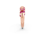 Rose gold Channel Set Round Pink Sapphire Multi-Row Band_8