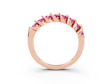 Rose gold Channel Set Round Pink Sapphire Multi-Row Band_9