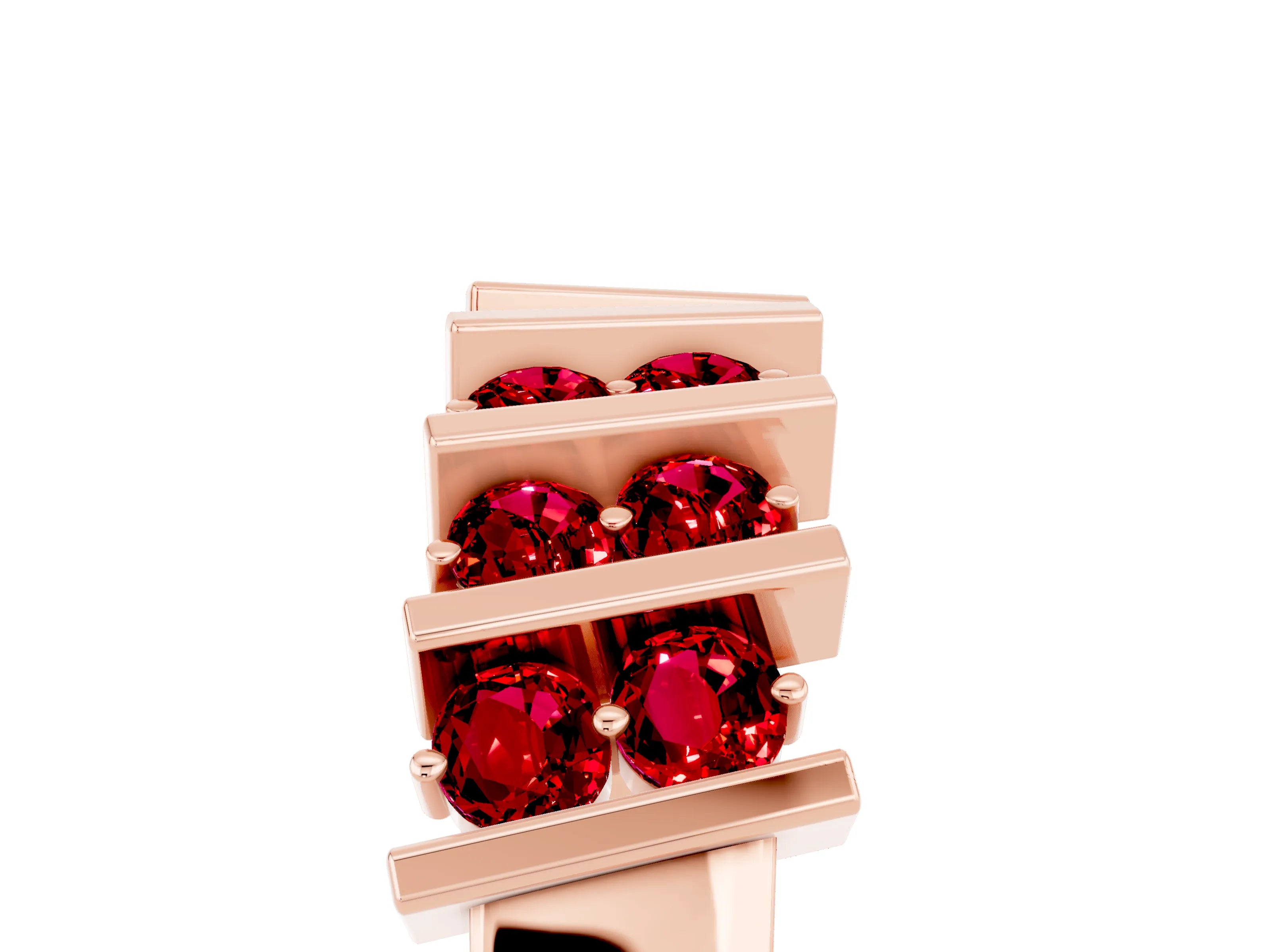 Rose gold Channel Set Round Ruby Anniversary Band with Vertical Prongs_11