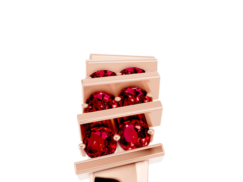 Rose gold Channel Set Round Ruby Anniversary Band with Vertical Prongs_11