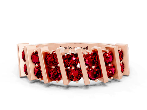 Rose gold Channel Set Round Ruby Anniversary Band with Vertical Prongs_6