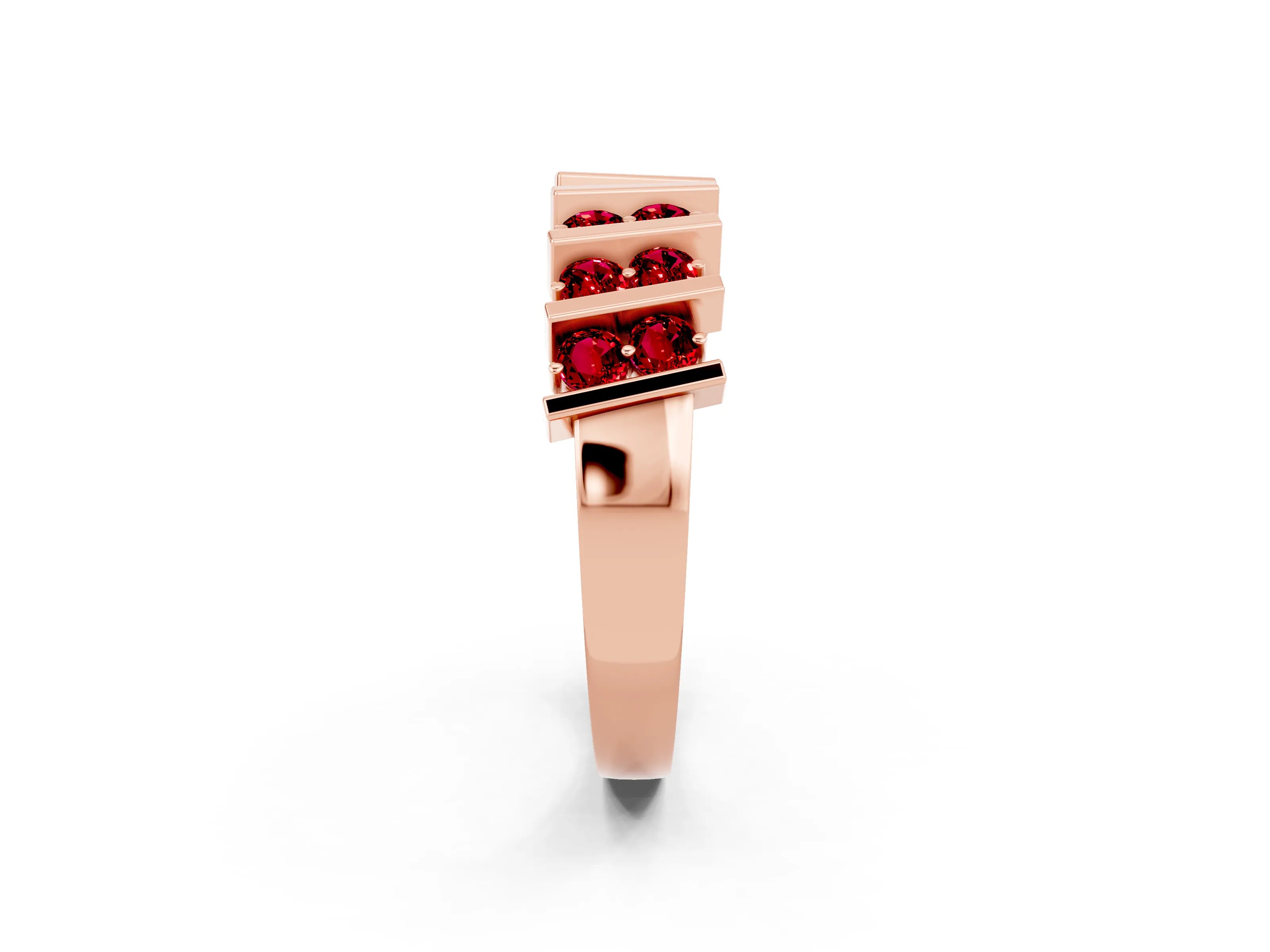 Rose gold Channel Set Round Ruby Anniversary Band with Vertical Prongs_8