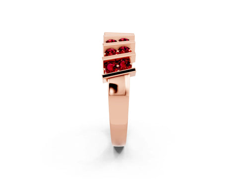 Rose gold Channel Set Round Ruby Anniversary Band with Vertical Prongs_8