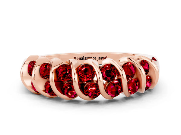 Rose gold Channel Set Round Ruby Multi-Row Band