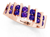 Rose gold Channel Set Round Tanzanite Anniversary Band with Vertical Prongs_7