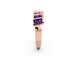 Rose gold Channel Set Round Tanzanite Anniversary Band with Vertical Prongs_8