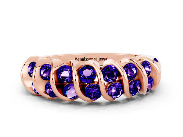 Rose gold Channel Set Round Tanzanite Multi-Row Band