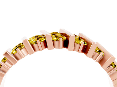 Rose gold Channel Set Round Yellow Sapphire Anniversary Band with Vertical Prongs_10
