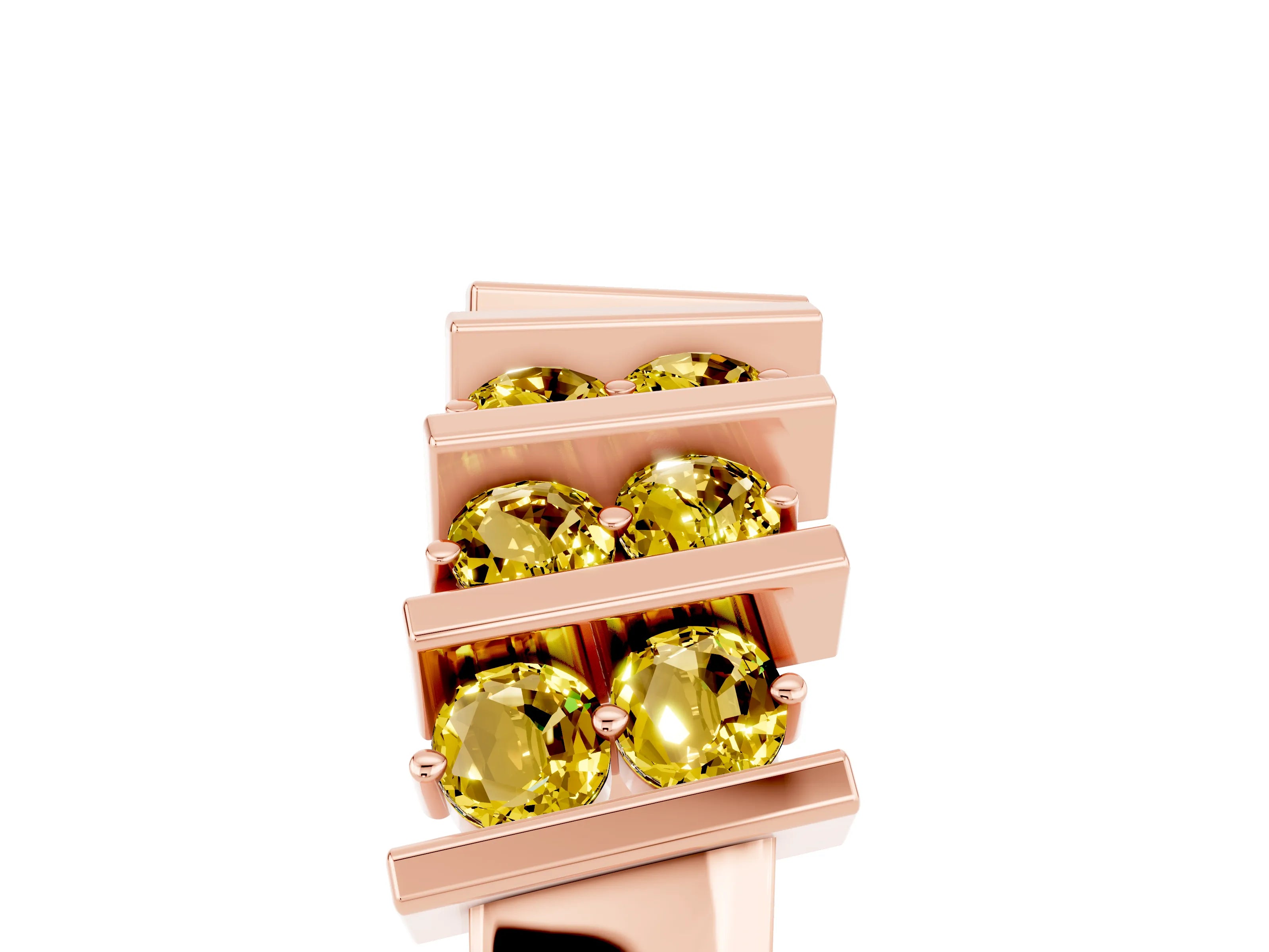Rose gold Channel Set Round Yellow Sapphire Anniversary Band with Vertical Prongs_11