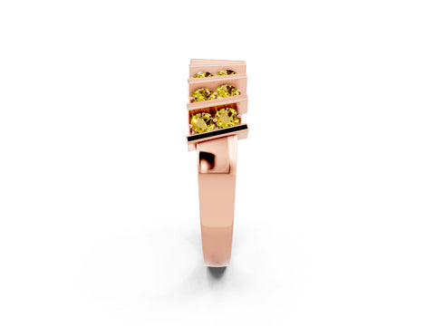 Rose gold Channel Set Round Yellow Sapphire Anniversary Band with Vertical Prongs_8