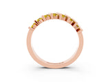 Rose gold Channel Set Round Yellow Sapphire Anniversary Band with Vertical Prongs_9