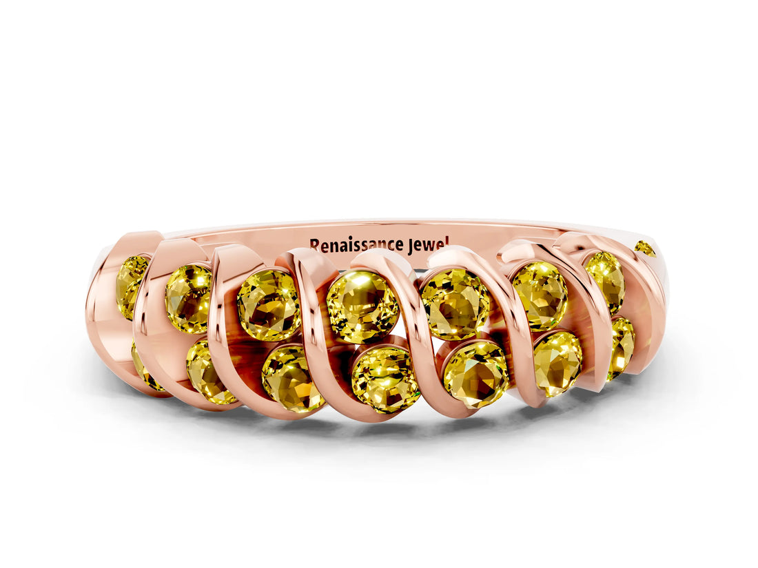 Rose gold Channel Set Round Yellow Sapphire Multi-Row Band_6