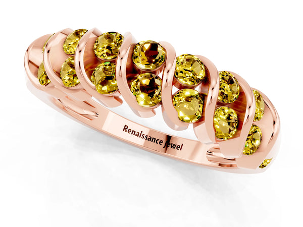 Rose gold Channel Set Round Yellow Sapphire Multi-Row Band