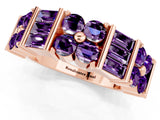Rose gold Channel Set Round and Baguette Amethyst Anniversary Band with Prong Setting_19