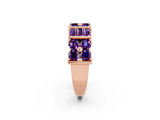 Rose gold Channel Set Round and Baguette Amethyst Anniversary Band with Prong Setting_20