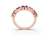 Rose gold Channel Set Round and Baguette Amethyst Anniversary Band with Prong Setting_21