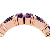 Rose gold Channel Set Round and Baguette Amethyst Anniversary Band with Prong Setting_22