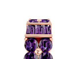 Rose gold Channel Set Round and Baguette Amethyst Anniversary Band with Prong Setting_23