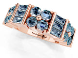 Rose gold Channel Set Round and Baguette Aquamarine Anniversary Band with Prong Setting_19