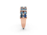 Rose gold Channel Set Round and Baguette Aquamarine Anniversary Band with Prong Setting_20
