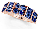 Rose gold Channel Set Round and Baguette Blue Sapphire Anniversary Band with Prong Setting_19