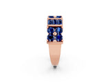 Rose gold Channel Set Round and Baguette Blue Sapphire Anniversary Band with Prong Setting_20