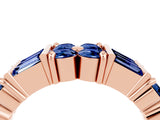 Rose gold Channel Set Round and Baguette Blue Sapphire Anniversary Band with Prong Setting_22
