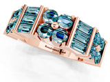 Rose gold Channel Set Round and Baguette Blue Topaz Anniversary Band with Prong Setting_19